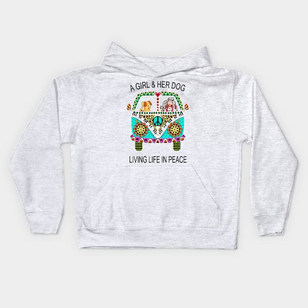 a girl and her dog living in peace Kids Hoodie by patsyhanson